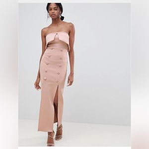 Button Tux Scuba Bandeau maxi dress